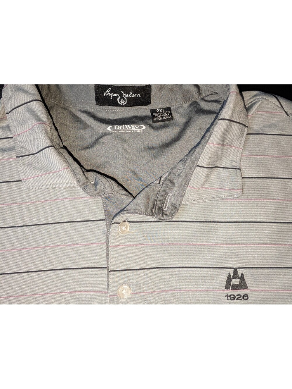Byron Nelson Golf Polo Dri Way Gray Stripe 2XL